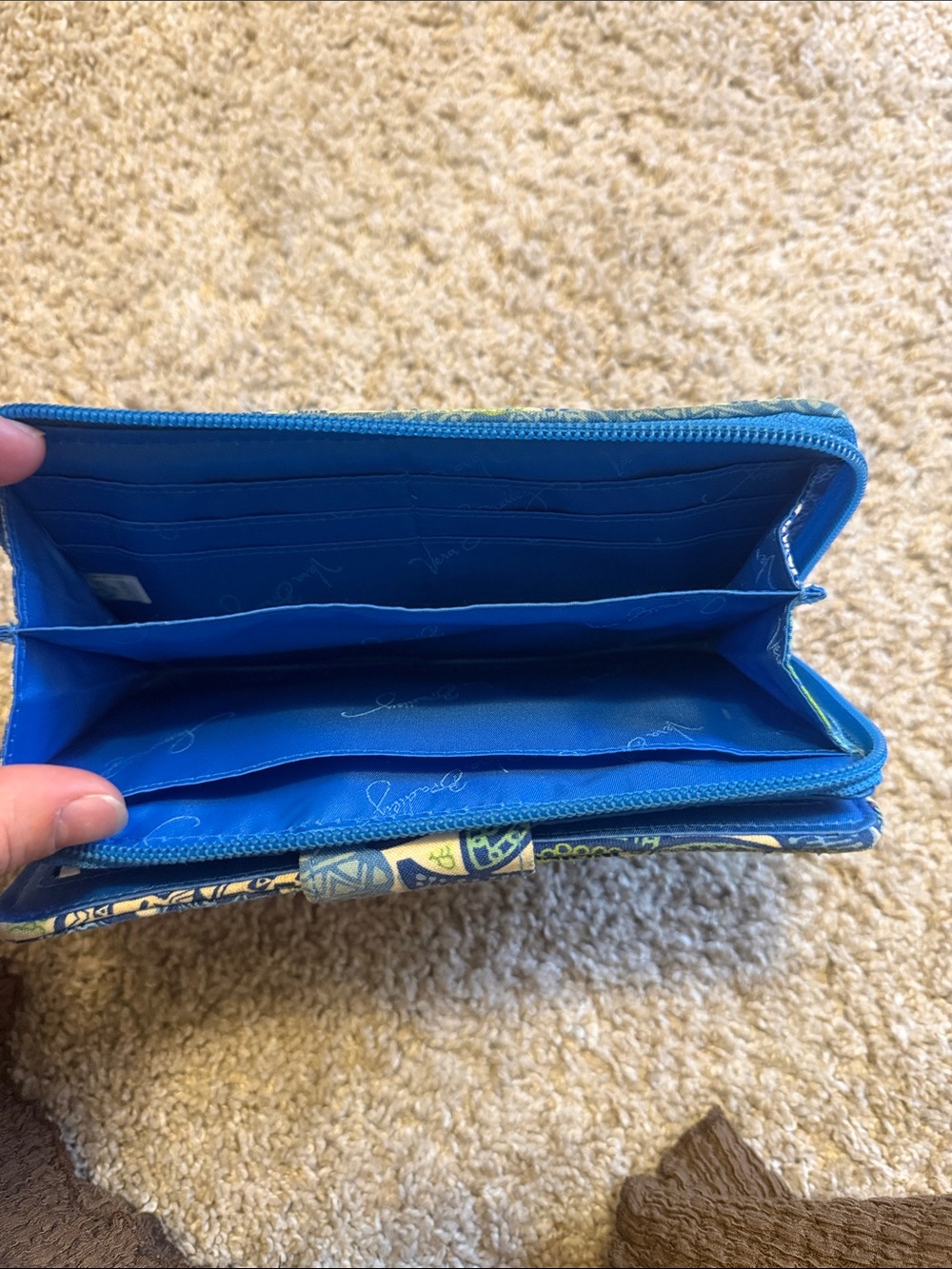 Vera Bradley Blue & Green Quilted Floral Zip Wallet - Picture 3 of 5